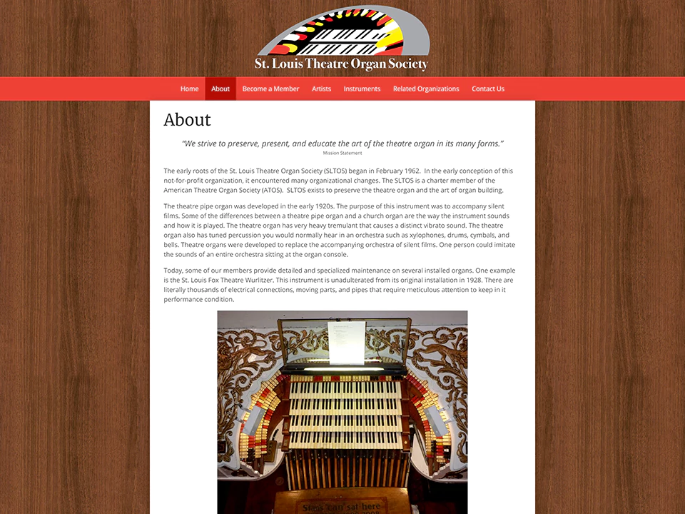St. Louis Theatre Organ Society website